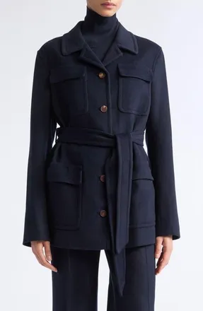 Lafayette 148 New York Camel Hair Belted Jacket in Ink at Nordstrom, Size 2