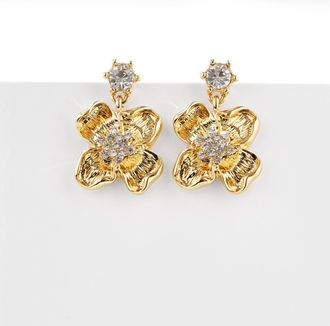 Talbots Tidy Flowers Drop Earrings - Gold - 001 Talbots