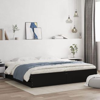 vidaXL Estructura Cama Con Cajones Madera Ingenier&iacute;a Negra 160x200 Cm Vidaxl