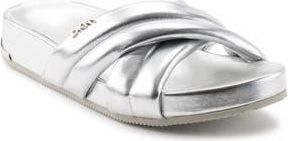 DKNY Crisscross Strap Slide Sandal in Silver at Nordstrom Rack, Size 5.5