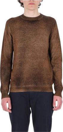 Avant Toi Reversible Truien met ronde hals - Heren - Ronde hals truien - Bruin - M - Kasjmier - Truien & Vesten