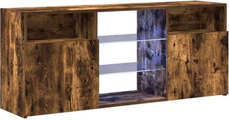 Berkfield Home TV Cabinet with LED Lights Smoked Oak 120x30x50 cm in Brown | Size: 120 x 30 x 50 cm