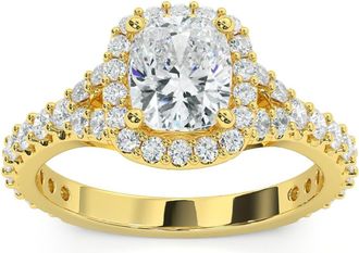 Pompeii3 2Ct Cushion Halo Lab Grown Diamond Engagement Ring in 14k Gold