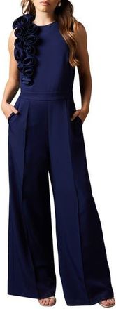 Coast Corsage Detail Pleated Jumpsuit in Navy at Nordstrom, Size 10