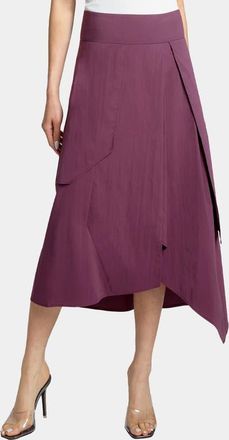 Santorelli DEB Multi-Panel Asymmetric Midi Skirt in Stretch Cotton Blend in Cherry Cola at Nordstrom, Size 4