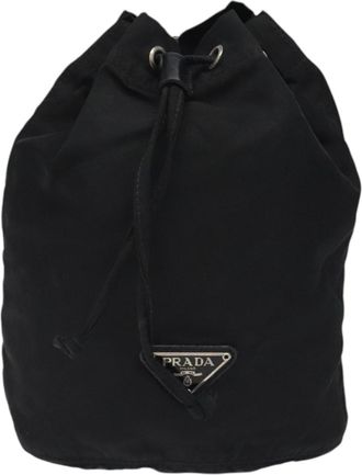 Prada Bucket Bag Black Nylon Clutch Bag (Pre-Owned)
