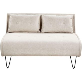 Beliani Divano letto 2 posti glamour con cuscini in tessuto beige chiaro Vestfold