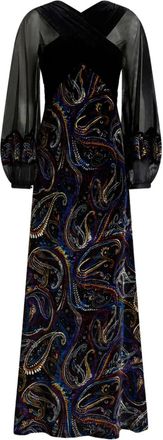 Etro Maxi-jurk met pofmouwen - Zwart