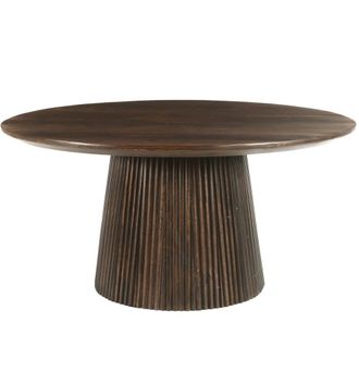 Moloo Mesa de centro redonda d80 cm en madera maciza marr&oacute;n
