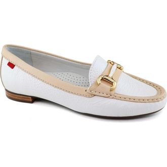 Marc Joseph New York Grand Street Leather Buckle Loafer in White & Champagne Grainy at Nordstrom, Size 7.5