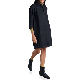 Seasalt Cornwall Guidebook Organic Cotton & Linen Denim Shirtdress in Dark Wash at Nordstrom, Size 10 Us