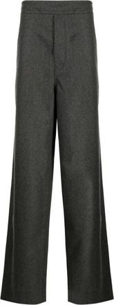 Uniforme drawstring-fastening straight-leg trousers - men - Virgin Wool - 36 - Grey