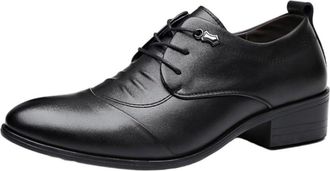 Generic Mens Height Increasing Dress Shoes Low Top Soft Sole Lace Up Comfortable Soft Upper Youth Style Fashion Footwear Hidden Lift Design for Wedding Busine