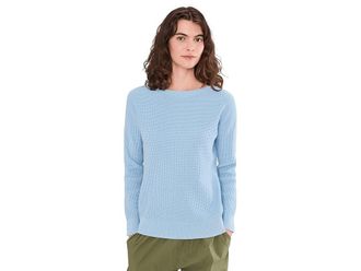 L.L.Bean Sunwashed Waffle Pullover Sweater Womens Sweatshirt Seaboard Blue : 2XL, Cotton