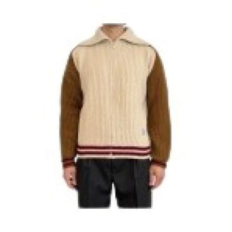 Dr&ocirc;le de Monsieur C&aacute;rdigan con cremallera y cuello sherpa D mirror - Knitwear - Hombre - Beige - S