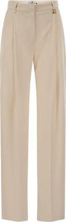 Elisabetta Franchi Crepe Trousers With Contrast Stitching