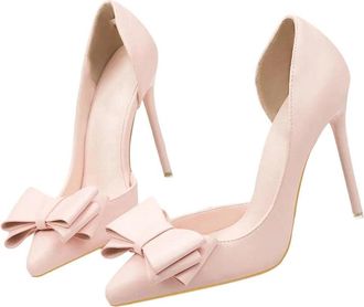 Generic Women Luxury Pointed Toe High Heel Pumps Bow Detail Hollow Holiday Party Dress Shoes