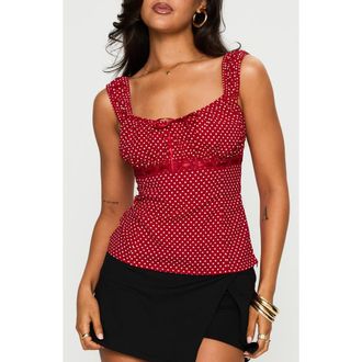 Princess Polly Garconne Polka Dot Top in Red Polka at Nordstrom, Size 8