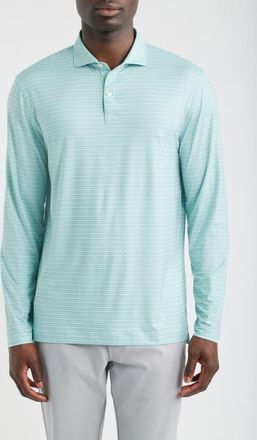 Johnnie-O Printed Track Stripe Long Sleeve Performance Polo in Sublime at Nordstrom, Size Xx-Large