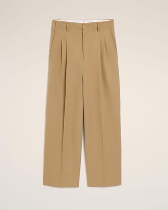 Ami Beige high-waisted carrot-fit cotton and linen trousers Beige - 36 - for Men
