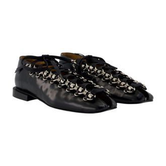 Toga Archives Womens Chain-Trimmed Calfskin Ballet Flat Black