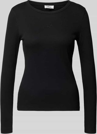 s.Oliver Red Label Slim Fit Langarmshirt in Ripp-Optik in BLACK, Größe 34
