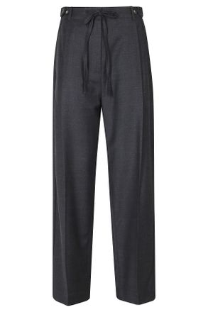 Tela Black Wool-Blend Cropped Wide-Leg Pants