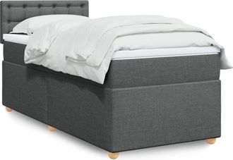 vidaXL Vidaxl - Cama Box Spring Con Colch&oacute;n Tela Gris Oscuro 80x200 Cm