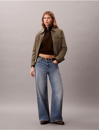 Calvin Klein Jeans Calvin Klein Womens Monogram Fleece 1/4 Zip Sweatshirt - Brown - XL