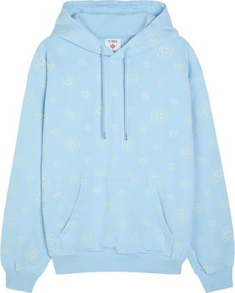 Casablanca Casablanca Monogram Hooded Cotton Sweatshirt - Light Blue - XL