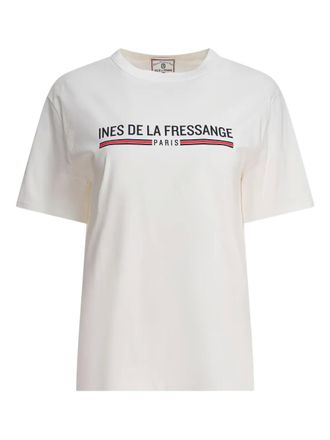 Ines De La Fressange logo-print cotton T-shirt - Neutrals