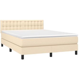 vidaXL Cama Box Spring Con Colch&oacute;n Tela Color Crema 140x200 Cm Vidaxl