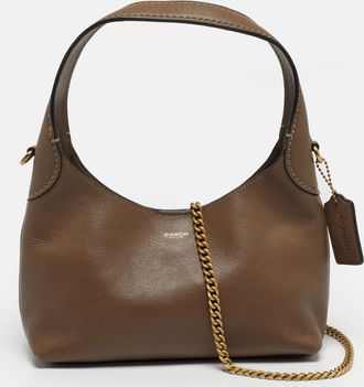 Coach Brooklyn 23 Dark Beige Leather Shoulder Bag