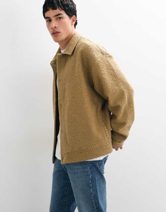 Asos camicia giacca oversize testurizzata beige cammello-Neutro