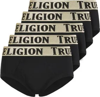 True Religion Briefs Soft Cotton Underwear Pack of 5 in Black at Nordstrom, Size Medium