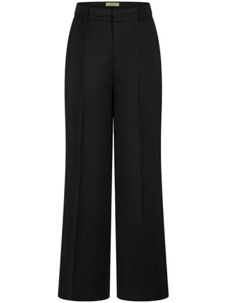 Shanghai Tang silk straight-leg trousers - women - Mulberry Silk - 46 - Black