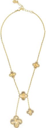 Rivka Friedman 18K Gold Plated Cubic Zirconia Clover Station Y-Necklace in Gold/Cubic Zirconia at Nordstrom Rack, Size 16