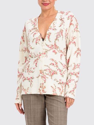 Twinset Relaxed Fit Floral Print Wool Blend Cardigan