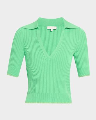 Ramy Brook Kelly Ribbed Short-Sleeve Sweater