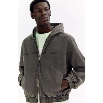 H&M Hooded Jacket in Dark Gray at Nordstrom, Size Xx-Large