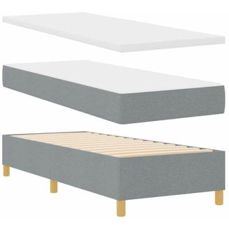 vidaXL Vidaxl - Cama Tipo Box Spring Con Colch&oacute;n Gris Claro 80 X 200 Cm Tela