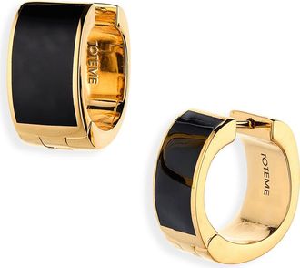 Toteme Signature Huggie Hoop Earrings in Black/gold at Nordstrom