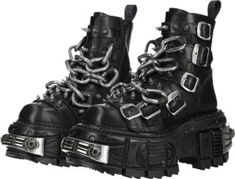 Generic Cyber Gothic Punk Boots Thick Soled Thick Heel Height Increasing Short Boots Handsome Dark Short Motorcycle Boots(US13)