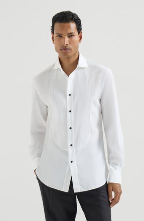 Brunello Cucinelli Tuxedo shirt with pleating in White at Nordstrom, Size 4X-Large Eu