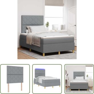 vidaXL Vidaxl Cama Box Spring Led Con Cabecera Gris Claro 120 X 190 Cm Tela