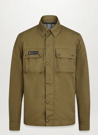 Belstaff Mansion Motorcycle Shirt Mens Poly Cotton Canvas Belstaff Olive Size 3XL