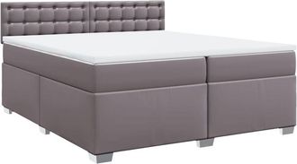 vidaXL Vidaxl - Cama Box Spring Con Colch&oacute;n Cuero Sint&eacute;tico Gris 200x200 Cm