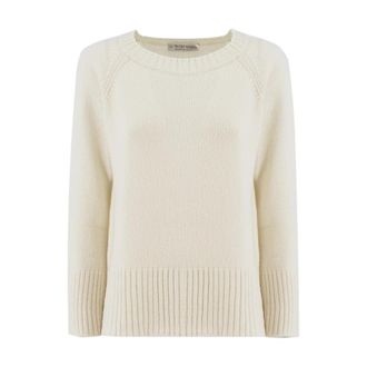 Le Tricot Perugia Puur Wol Ribgebreide Sweater - Dames - Ronde hals truien - Geel - S - Wol - Truien & Vesten
