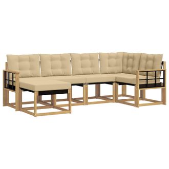 vidaXL Conjunto De Sof&aacute;s De Exterior Con Coj&iacute;n 6 Pcs Y Beige Vidaxl