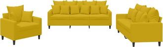 vidaXL Juego De Sof&aacute;s Con Cojines 3 Piezas Terciopelo Amarillo Vidaxl